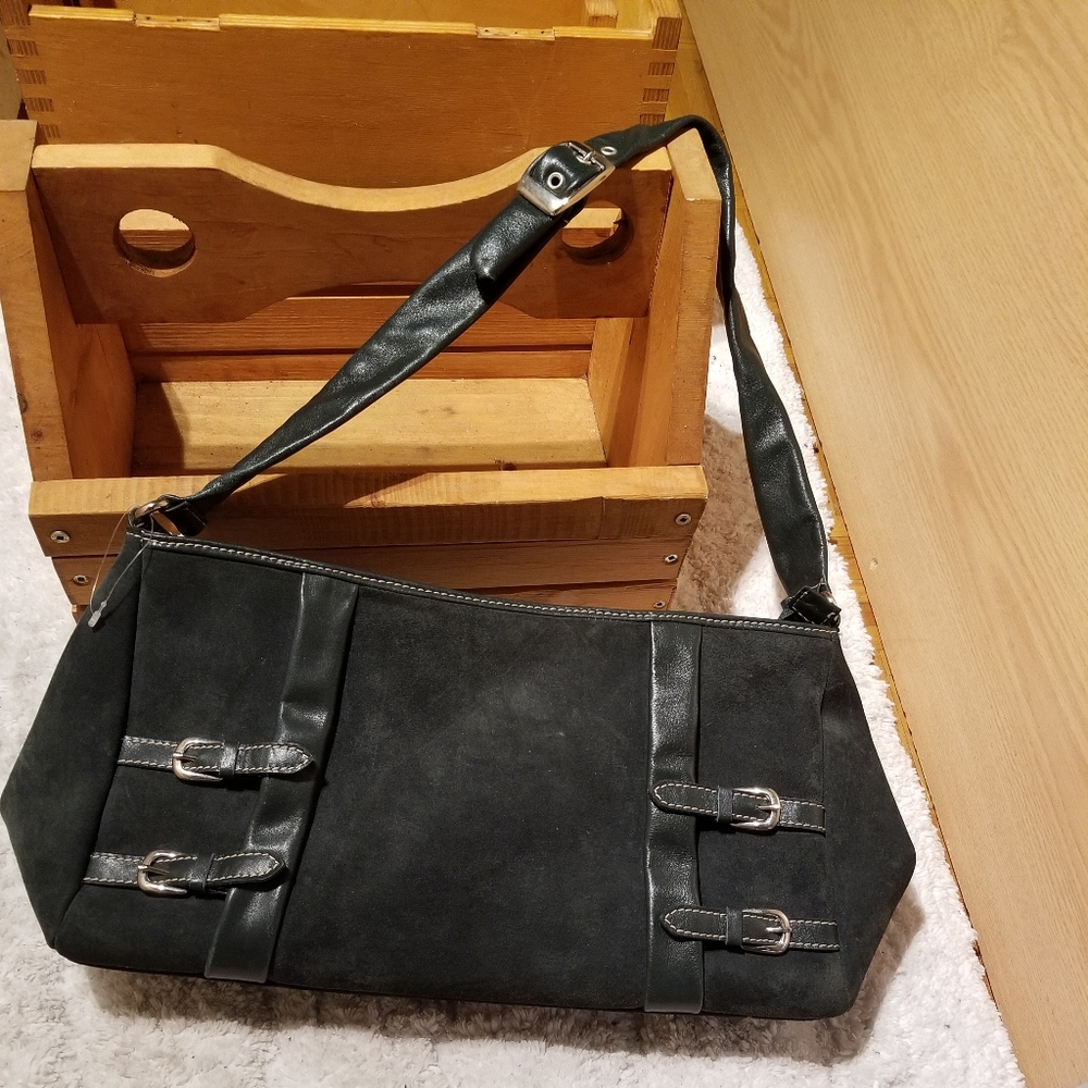 MANOCCHIO Forest Green Suede Purse (8" x 15") - Picture 7 of 11
